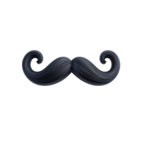 A classic black handlebar mustache with curled ends, often associated with vintage or retro styles, is depicted. mustache is isolated on transparency background, emphasizing its shape and texture png
