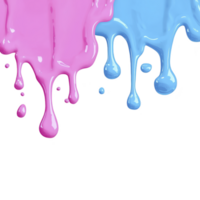 A Vibrant pink and blue paint drips create colorful and artistic abstract design. glossy texture and fluid motion add dynamic and creative touch to image png