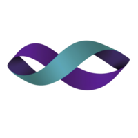 A colorful, abstract infinity symbol with gradient of purple and teal, representing continuity and balance. smooth, flowing design evokes sense of harmony and endless possibilities png
