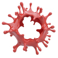 A vibrant red liquid splash forms dynamic circular shape, creating artistic and energetic visual. fluid motion and glossy texture add sense of movement and creativity png