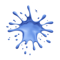 A vibrant blue paint splash with dynamic droplets radiating outward, creating energetic and artistic effect. splash is isolated transparency background, emphasizing its vivid color and fluid motion png