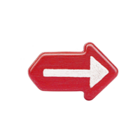 A red arrow sign with white arrow pointing right, isolated on transparency background. sign is simple and bold, conveying direction clearly png