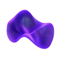 A dynamic, abstract 3D shape with vibrant purple and blue hues, featuring smooth, flowing lines and wave like form, creating sense of movement and modernity png