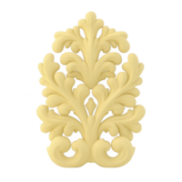 An ornate, decorative applique with intricate floral patterns and symmetrical design, crafted in light beige color, perfect for enhancing furniture or architectural elements png