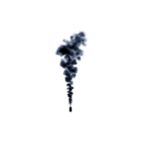 A dense column of dark smoke rises dramatically against clear background, creating striking visual contrast. smoke appears thick and billowy, suggesting strong source of combustion png