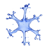 A This features dynamic splash of blue liquid forming star like shape against transparency background, showcasing fluid motion and abstract design png