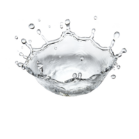 A dynamic splash of water captured mid air against transparency background, showcasing fluid motion and energy of droplets. clear liquid forms elegant, symmetrical shape png
