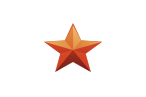 An orange star with gradient design stands out against plain background, symbolizing achievement and excellence. five pointed shape is simple yet striking, evoking sense of recognition and success png
