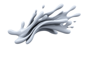 A dynamic splash of white liquid creates abstract and fluid shape against transparent background, conveying motion and energy. smooth texture and flowing form add sense of elegance png