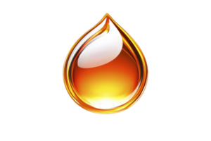 A glossy, vibrant orange droplet with reflective surface, symbolizing purity and freshness, stands out against plain background. droplet smooth curves and gradient colors create sense of fluidity png