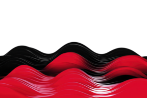 A Red and black abstract waves create dynamic and modern design, with smooth curves and glossy finish. flowing lines suggest movement and energy, making it visually striking png