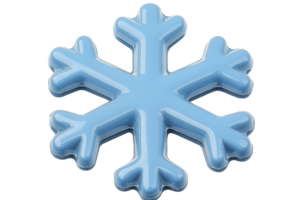A shiny blue snowflake with glossy finish, symbolizing winter and cold weather, isolated on transparency background. design is simple yet elegant, evoking sense of calm and tranquility png