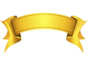 A shiny golden ribbon banner with smooth, curved design, perfect for adding touch of elegance to any project or celebration. vibrant color and flowing shape create sense of luxury and festivity png