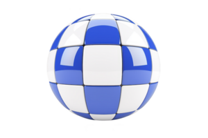 A 3D sphere with blue and white checkered pattern, creating modern and abstract design. glossy surface reflects light, enhancing its visual appeal png