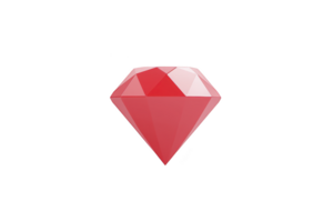 A shiny red gemstone with faceted surface, resembling diamond shape, stands out against plain background, symbolizing elegance and luxury png