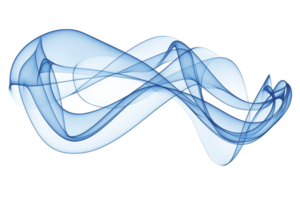 A dynamic abstract blue wave pattern flows gracefully across transparency background, creating sense of movement and fluidity. intertwining lines and curves evoke feeling of calm and creativity png