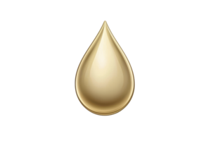 A shiny golden droplet with smooth surface, isolated on transparency background, symbolizes purity and luxury. droplet reflective quality adds sense of elegance and sophistication png