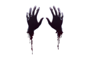 A Dark, eerie illustration of two shadowy hands with dripping edges, evoking sense of mystery and horror. hands appear to be reaching out, creating haunting atmosphere png
