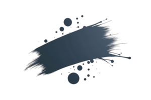A dark blue paint splash with splatters creates abstract and artistic design, evoking creativity and expression. dynamic brushstroke and scattered droplets add sense of movement png