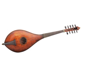 A traditional stringed instrument with teardrop shaped body and long neck, featuring multiple tuning pegs, often used in folk and classical music png