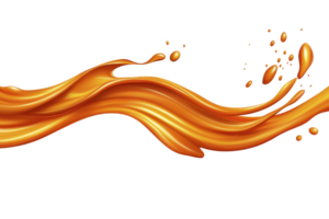 A dynamic, flowing wave of vibrant orange liquid splashes across image, creating sense of movement and energy. glossy texture and fluid motion evoke feeling of vitality and freshness png