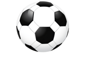 A classic black and white soccer ball with pentagonal and hexagonal patterns, isolated on transparency background, symbolizing sports and recreation png