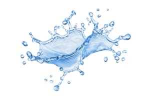 A dynamic splash of water captured mid air, showcasing fluidity and energy of liquid. clear blue tones and intricate droplets create refreshing and invigorating visual png