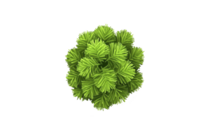 A vibrant green artificial plant with spherical shape, resembling topiary, adds touch of nature to any space. Its lush, dense foliage creates lively and refreshing atmosphere png