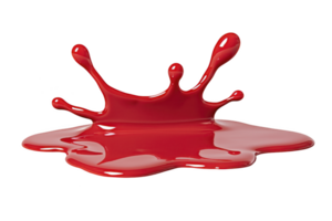 A splash of vibrant red paint creates artistic and dynamic shape, resembling crown. glossy texture and fluid motion capture sense of energy and creativity png