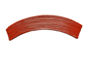 A vibrant red paint stroke is displayed on transparency background, showcasing smooth, curved texture. bold color and dynamic shape evoke creativity and artistic expression png