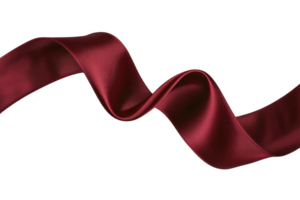A flowing red ribbon gracefully twists against transparent background, showcasing its smooth texture and vibrant color. elegant curve adds sense of movement and sophistication png