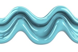 A shiny, wavy blue abstract shape with glossy surface creates fluid and dynamic visual effect. smooth curves and reflective texture add modern and artistic touch png