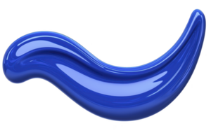 A shiny, abstract blue wave shape with smooth, glossy surface and fluid form, resembling modern art sculpture or digital design element. vibrant color and sleek curves create dynamic visual effect png