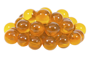 A cluster of shiny, translucent amber spheres is stacked in pyramid shape, reflecting light and creating warm, inviting glow. smooth, glossy surface of each sphere enhances overall aesthetic png