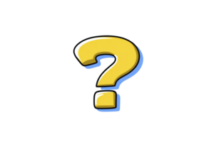 A This is illustration of yellow question mark with blue shadow, symbolizing inquiry or curiosity. design is simple and bold, making it easily recognizable. yellow question mark illustration with png