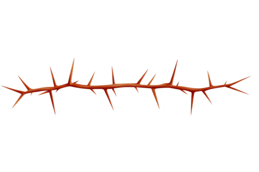 un' spinoso ramo con affilato, appuntito picchi è raffigurato, in mostra naturale, aspro struttura. ramo è Marrone con rossastro tinta, sottolineando suo pericoloso aspetto png