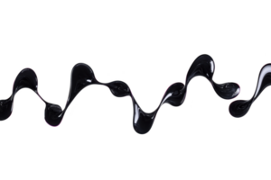 A wavy line of glossy black liquid creates abstract pattern against transparent background, evoking sense of fluidity and movement png