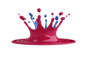 A vibrant splash of red and blue paint creates artistic crown shape against transparency background, capturing dynamic and colorful moment png