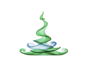 A This features abstract, swirling design with green and blue hues, resembling stylized flame or wave. fluid shapes create sense of movement and elegance.abstract design with swirling shapes png