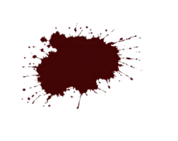 A dark red liquid splash with irregular edges and droplets radiating outward, resembling splatter pattern. texture suggests fluid, dynamic motion png