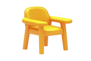 A vibrant yellow plastic chair with armrests and modern design, perfect for adding pop of color to any space. Its sturdy construction and comfortable seating make it ideal for both indoor png
