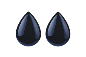 A Two glossy, dark blue teardrop shapes are placed side by side against transparency background, reflecting light to create shiny appearance. These shapes evoke sense of elegance and simplicity png