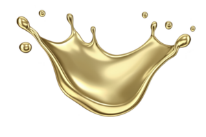 A splash of shiny golden liquid forms elegant, dynamic shape against transparent background, conveying sense of luxury and fluidity png