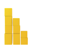 A Yellow blocks stacked in descending order create bar graph shape against transparency background, symbolizing data visualization or growth analysis png