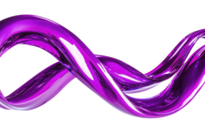 A shiny, abstract purple ribbon twists and turns in fluid, infinite loop, creating sense of motion and elegance. glossy surface reflects light, enhancing its vibrant color and dynamic form png