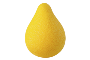 A vibrant yellow pear shaped object with textured surface, resembling lemon. bright color and unique shape make it visually striking and intriguing png