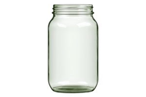 A clear, empty glass jar with screw top lid, perfect for storing food or crafting. jar simple design makes it versatile for various uses in kitchen or home organization png