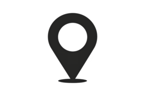 A black location pin icon is depicted on transparency background, symbolizing navigation or map location. simple design is commonly used in digital maps and GPS applications png