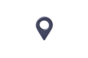A dark blue location pin icon is isolated on transparency background, symbolizing navigation and direction. simple design is commonly used in digital maps and GPS applications png