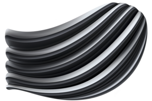 A smooth, abstract black and white wave pattern with curved lines creates dynamic and modern design. flowing shapes convey sense of movement and elegance png